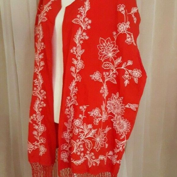 Denim 24/7 Orange Coral Floral Shrug (12-16) NWOT - Picture 5 of 6